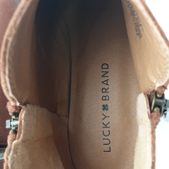 Lucky Brand Ankle Booties Leather Brown 9M Casual Office Vacation Y2K Festival - Picture 11 of 13